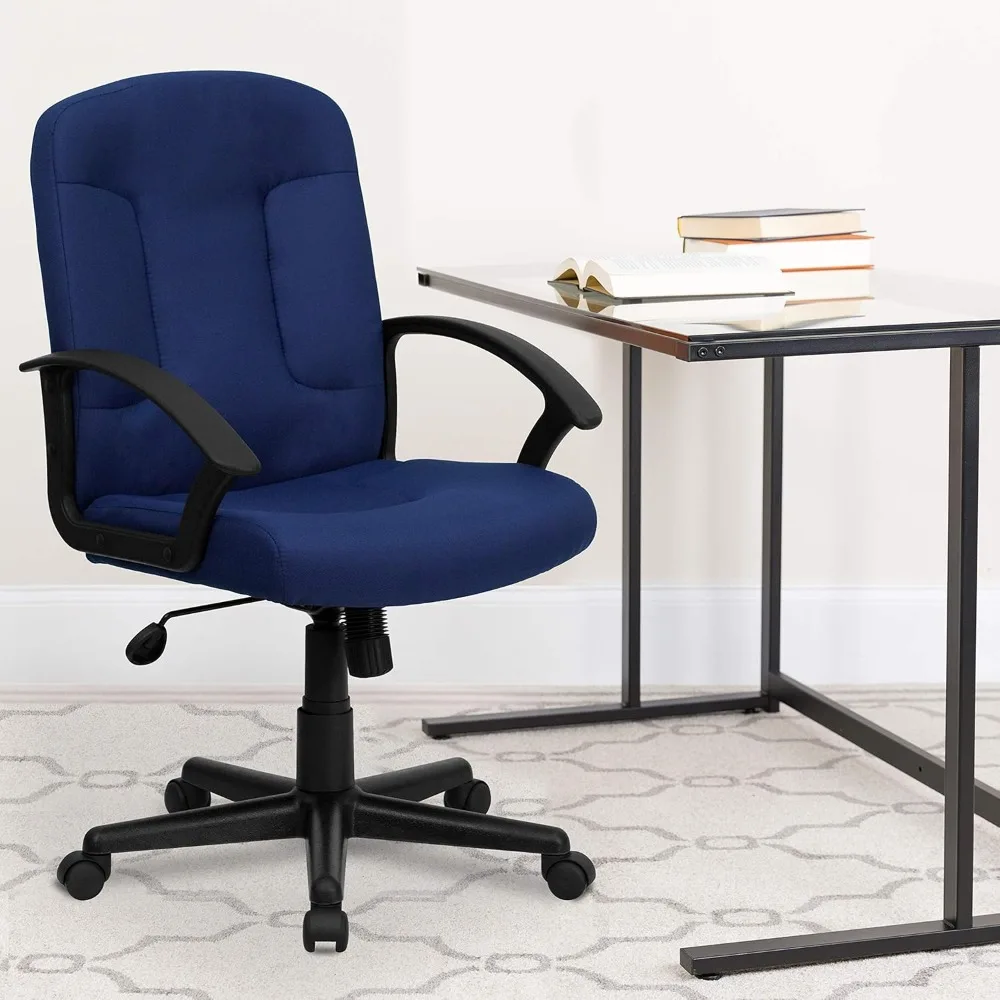 Mid-Back Navy Fabric Executive Swivel Office Chair with Nylon Arms 
Mid-Back Navy Fabric Executive Swivel Office Chair with Nylon Arms