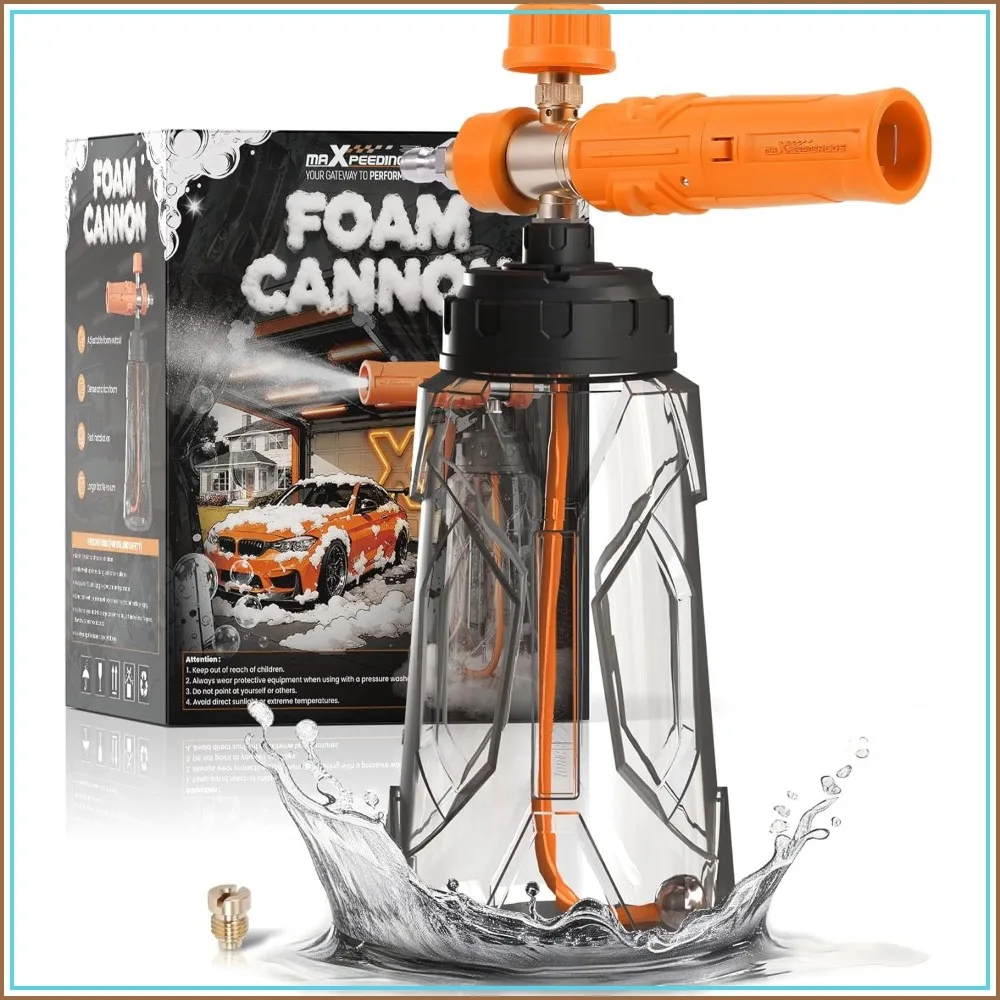 Foam Cannon for Pressure Washer, Wide Mouth Quick Release Car Wash Foam Gun, Adjustable Thick Snow Foam, 1/4'' Quick Connector, 2 Orifice Nozzle
Foam Cannon for Pressure Washer, Wide Mouth Quick Release Car Wash Foam Gun, Adjustable Thick Snow Foam, 1/4'' Quick Connector, 2 Orifice Nozzle