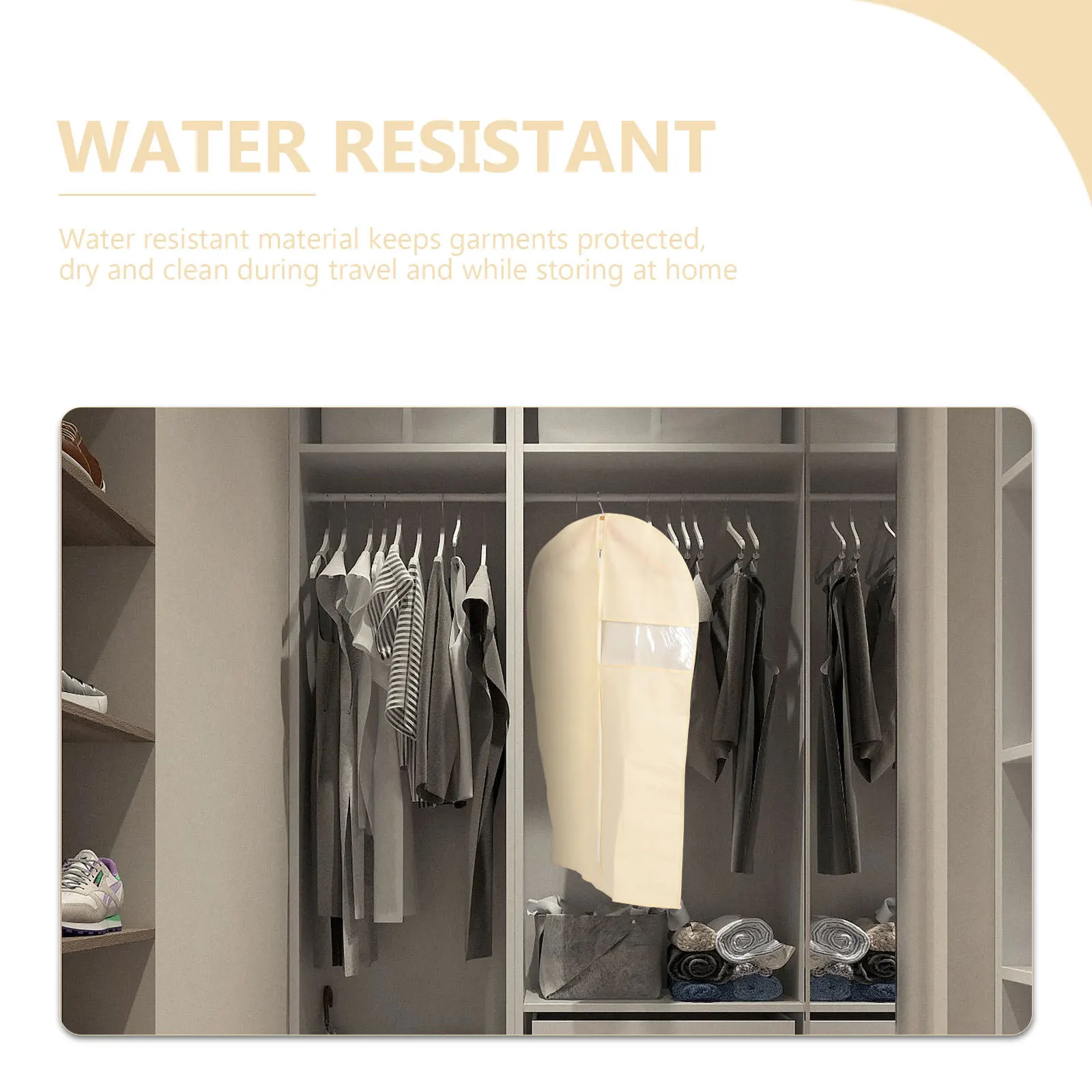 Dust Proof Clothes Cover Wardrobe Storage Bag Size M Beige Non-Woven Transparent Window Garment Protector Zipper Closure
Dust Proof Clothes Cover Wardrobe Storage Bag Size M Beige Non-Woven Transparent Window Garment Protector Zipper Closure