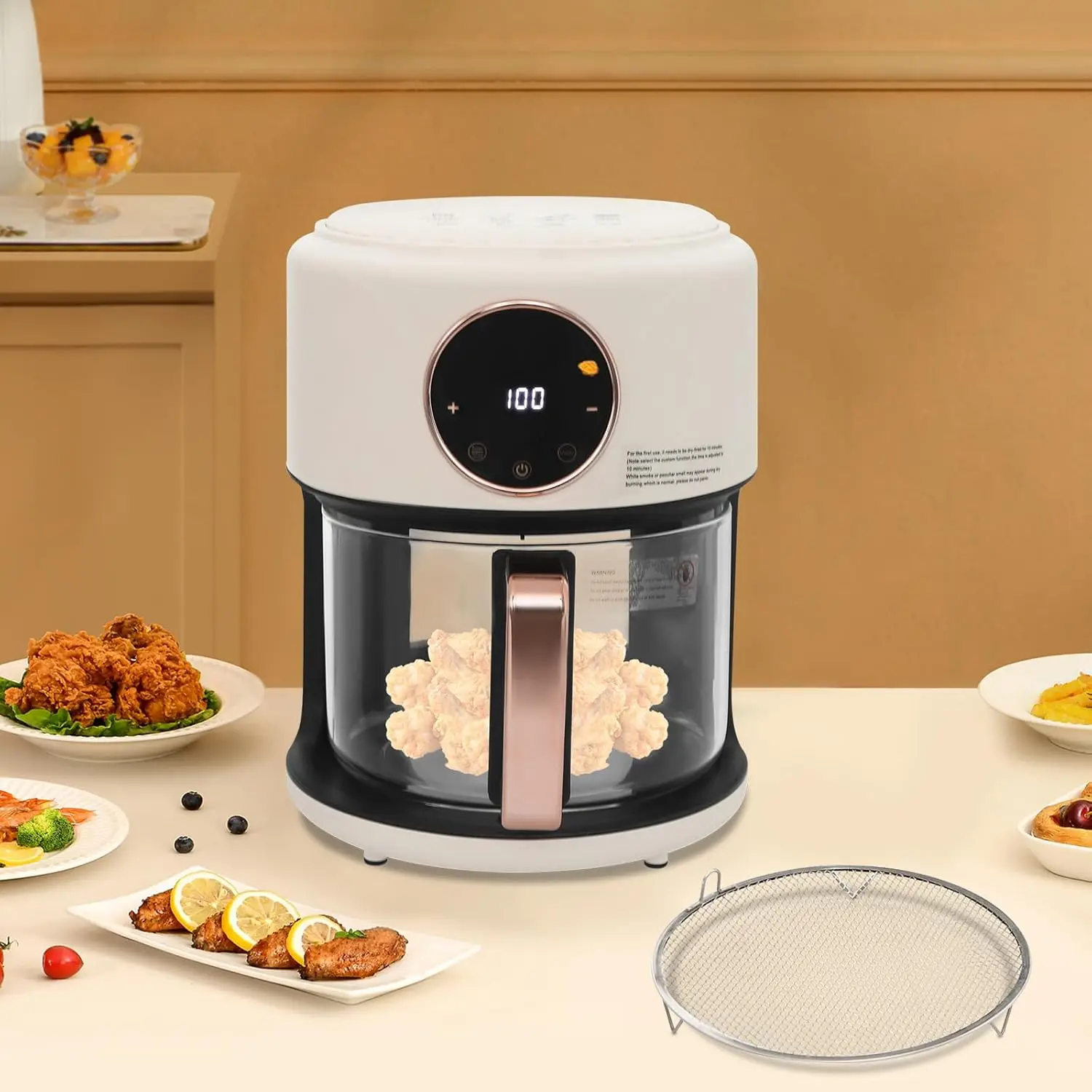 3.81Qt Airy Fryer 1200W Glass Cylinder Air Fryer Adjustable Temp 175F - 400F, Digital Display, Nonstick for Kitchen(White&black)
3.81Qt Airy Fryer 1200W Glass Cylinder Air Fryer Adjustable Temp 175F - 400F, Digital Display, Nonstick for Kitchen(White&black)