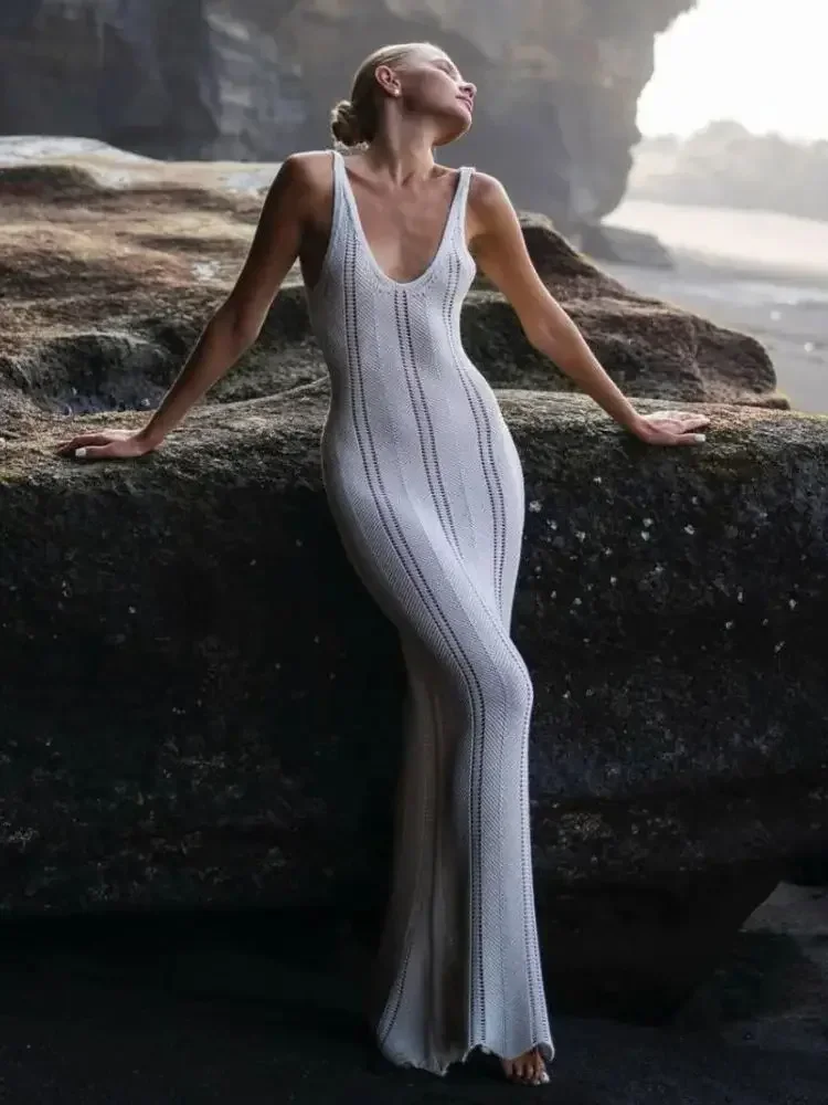 White Knitted Beach Dress Women Holiday Outfits Sexy Hollow Out Sleeveless Slim Long Dresses 2025 Elegant Backless Maxi Dress
White Knitted Beach Dress Women Holiday Outfits Sexy Hollow Out Sleeveless Slim Long Dresses 2025 Elegant Backless Maxi Dress
