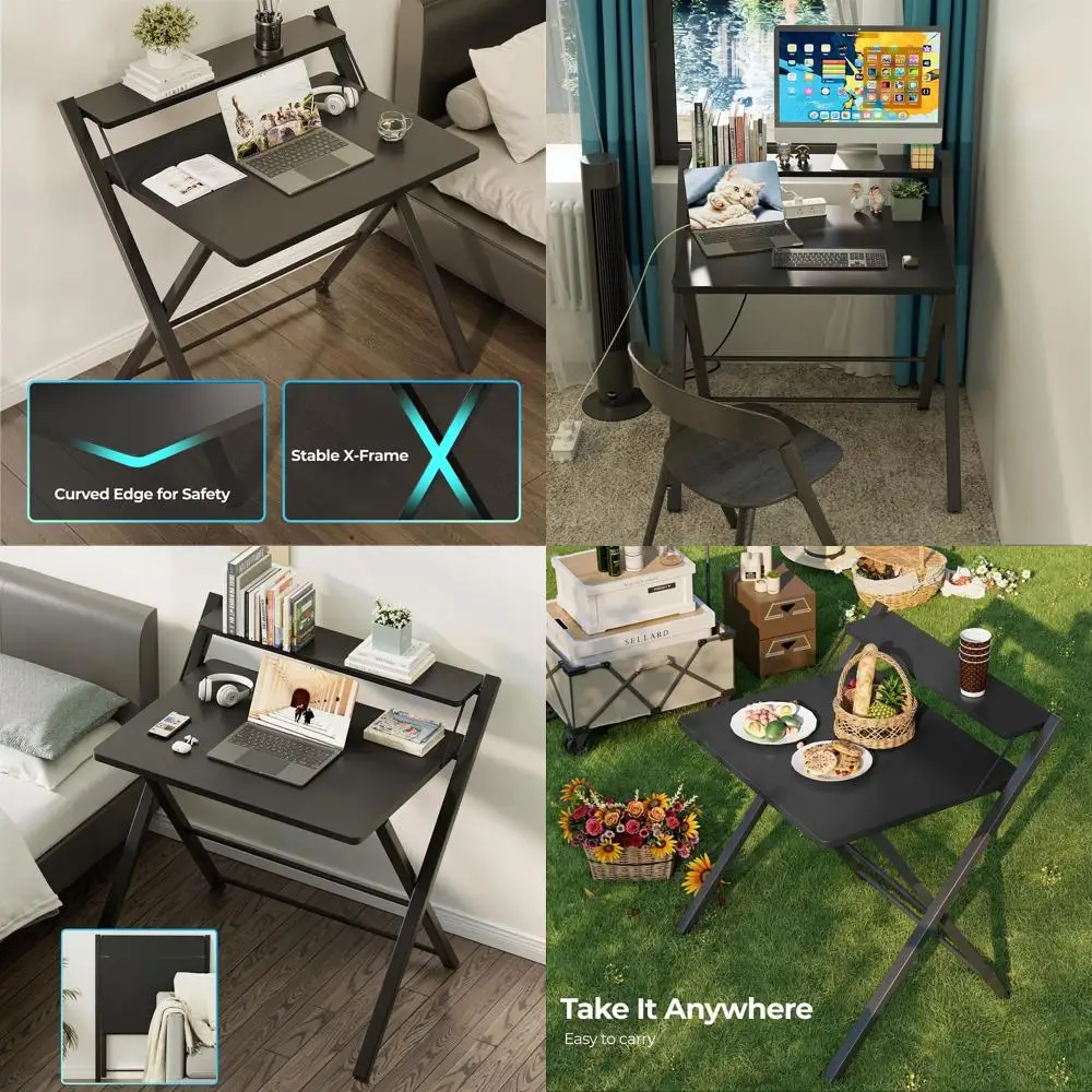 Compact 2-Tier Laptop Desk, Portable Folding Desk for Home Office, Dorms, or Apartments, Space-Saving and Sturdy, Black
Compact 2-Tier Laptop Desk, Portable Folding Desk for Home Office, Dorms, or Apartments, Space-Saving and Sturdy, Black