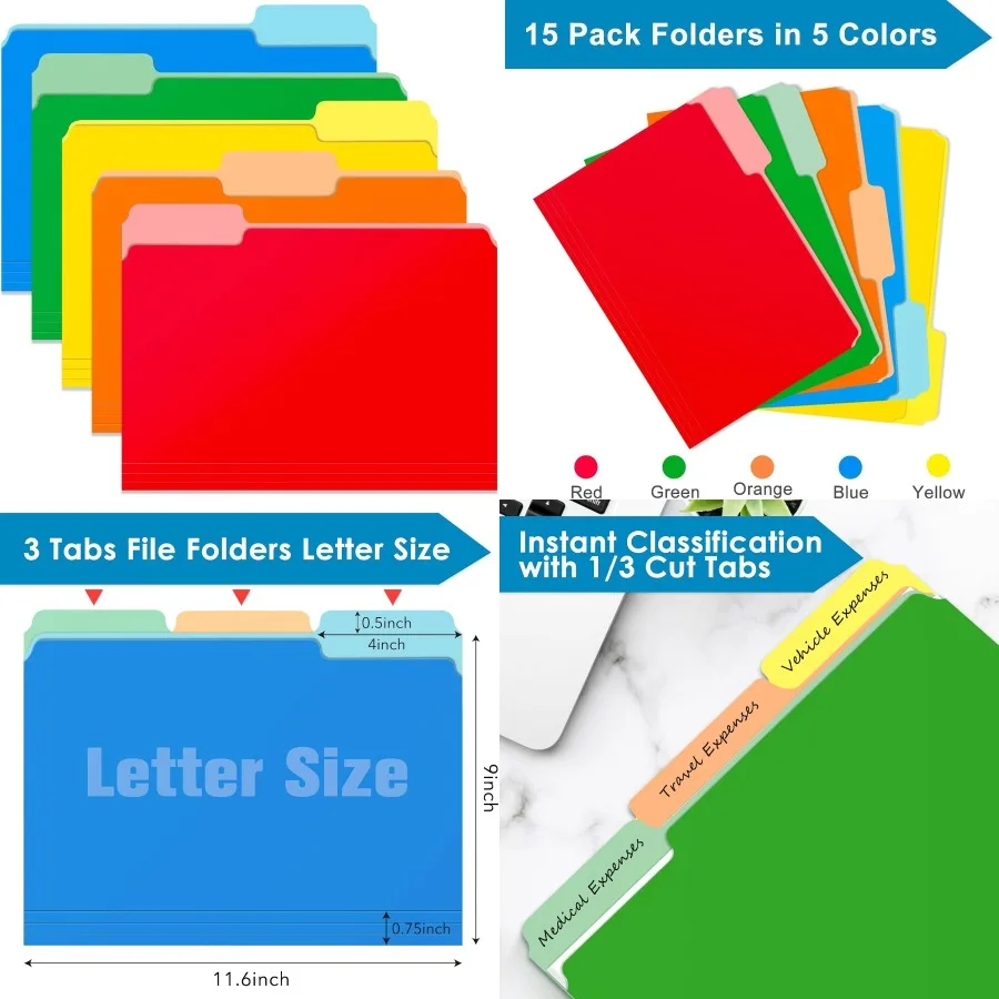 Two Tone Color File Folders 8.5 x 11 Inch 1/3 Cut Tab File Folders Letter Size Assorted Colors Blue Red Green Yellow Orange Man
Two Tone Color File Folders 8.5 x 11 Inch 1/3 Cut Tab File Folders Letter Size Assorted Colors Blue Red Green Yellow Orange Man