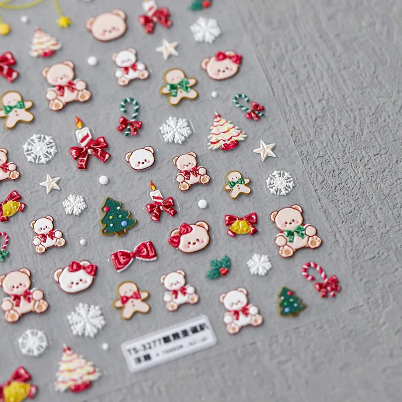 Upgraded 3D Thin Tough Self Adhesive Nail Stickers Cute Bear Christmas Party Design High Quality for Women Holiday Decor
Upgraded 3D Thin Tough Self Adhesive Nail Stickers Cute Bear Christmas Party Design High Quality for Women Holiday Decor