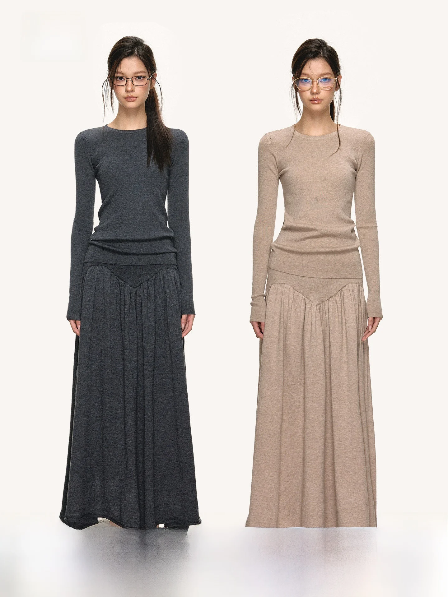 Slimming Knitted Set Anna Aneae O-Ne Long Sve Base irt And Wrap around Skirt Two-Piece Women's Casual Sle Faion
Slimming Knitted Set Anna Aneae O-Ne Long Sve Base irt And Wrap around Skirt Two-Piece Women's Casual Sle Faion