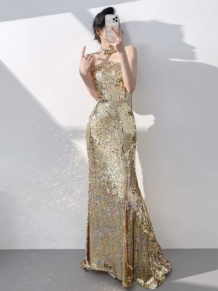 Golden Evening Gown Women's 2024 New High-End Sensation Par Ele Luxury Small Luxury Host Fi Tail Long Dr
Golden Evening Gown Women's 2024 New High-End Sensation Par Ele Luxury Small Luxury Host Fi Tail Long Dr