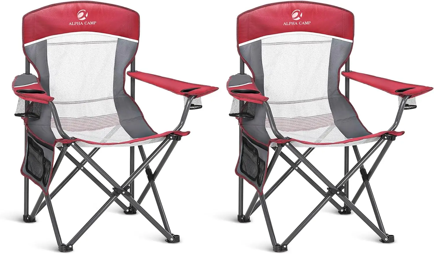 2PC Oversized Mesh Camping Chair, Heavy Duty 350 LBS Support, Collapsible Steel Frame with Cup Holder for Outdoor (Red)
2PC Oversized Mesh Camping Chair, Heavy Duty 350 LBS Support, Collapsible Steel Frame with Cup Holder for Outdoor (Red)