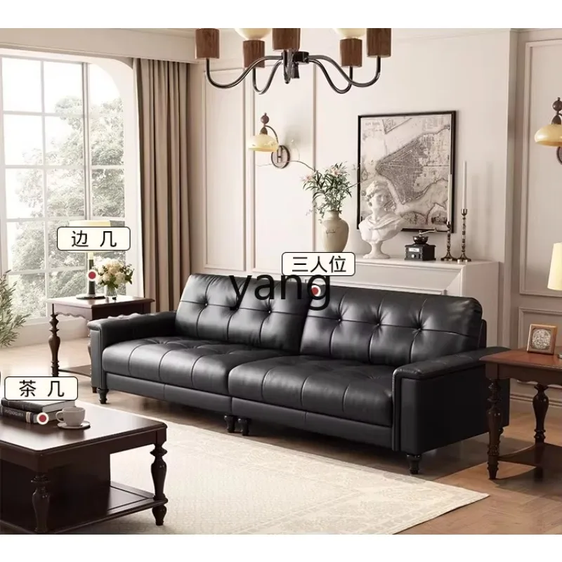 LTT American leather sofa living room black high-end retro straight row leather art small apartment home
LTT American leather sofa living room black high-end retro straight row leather art small apartment home