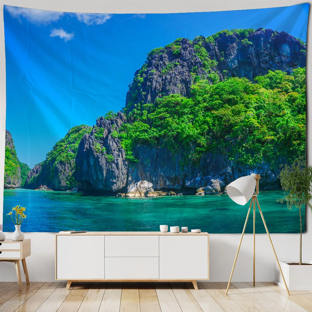 Natural landscape tapestry coconut tree sea reef print home decoration wall hanging dormitory living room background wall cloth
Natural landscape tapestry coconut tree sea reef print home decoration wall hanging dormitory living room background wall cloth