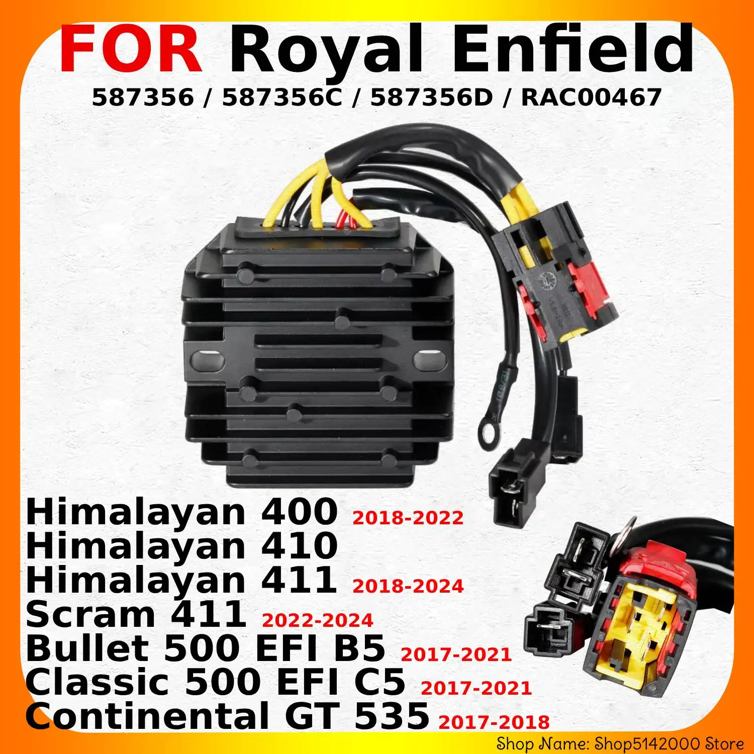 Motorcycle Parts Voltage Regulator Rectifier For Royal Enfield Himalayan 400 410 411 Scram Bullet 500 587356D 587356C RAC00467
Motorcycle Parts Voltage Regulator Rectifier For Royal Enfield Himalayan 400 410 411 Scram Bullet 500 587356D 587356C RAC00467