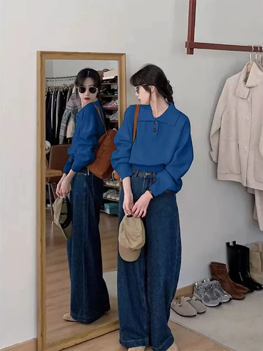 Blue Neck Long Sleeve Knitted Sweater Women Early Spring Loose Short Style Inner Wear Base Small Top Quality Korean Version
Blue Neck Long Sleeve Knitted Sweater Women Early Spring Loose Short Style Inner Wear Base Small Top Quality Korean Version
