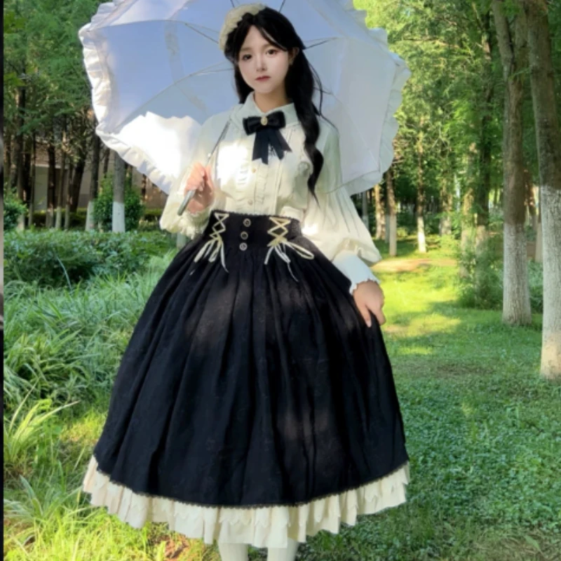 Lolita Elegant Ruffles Vintage Daily Japanese Shirt 2025 Sweet Girl Lantern Sleeves Versatile Temperament Peter Pan Collar Top
Lolita Elegant Ruffles Vintage Daily Japanese Shirt 2025 Sweet Girl Lantern Sleeves Versatile Temperament Peter Pan Collar Top