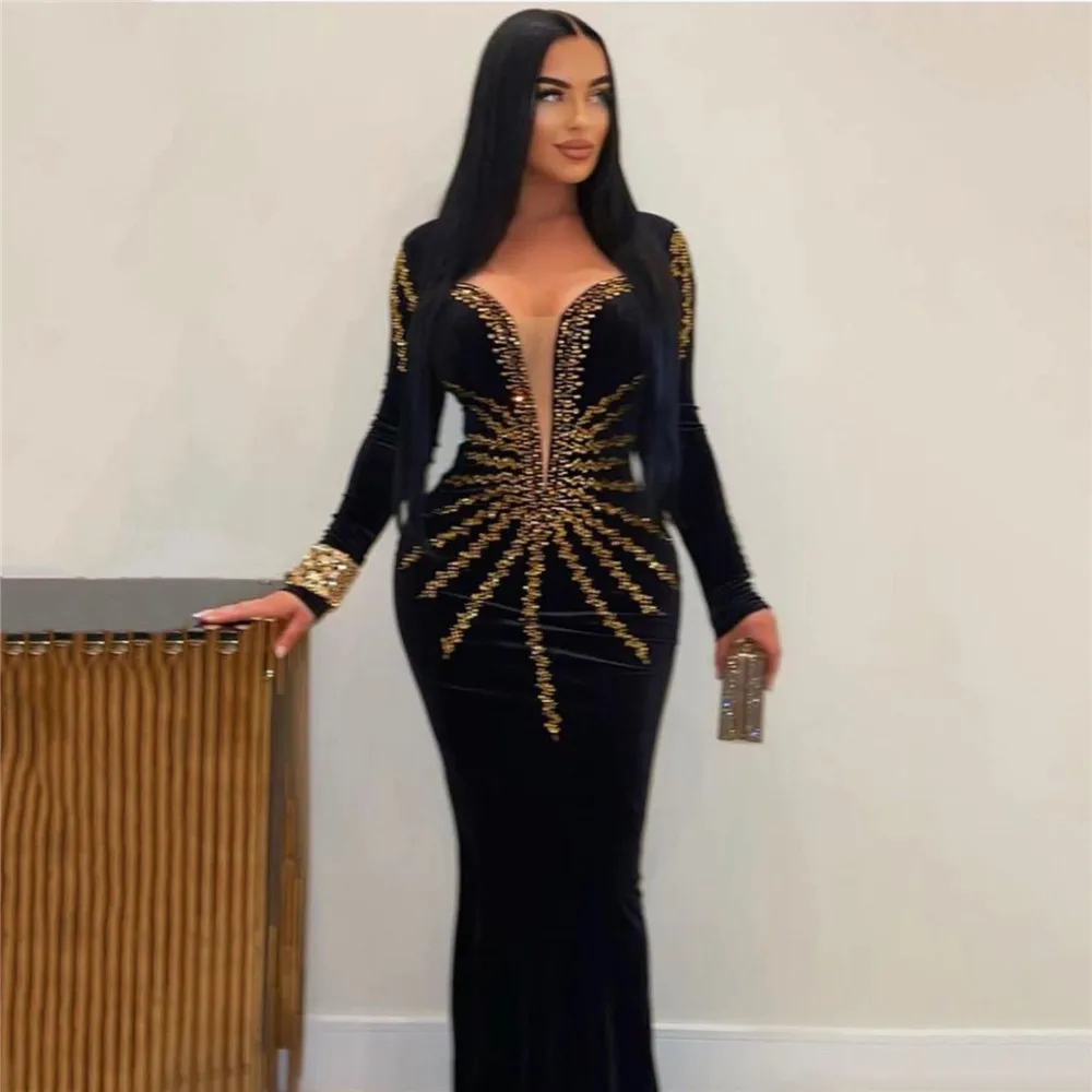 2025 Spring High Quality New Design Dress Solid Rhinestones O-neck Long Sleeve Sexy Celebrity Party Maxi Dress Velvet Vestidos
2025 Spring High Quality New Design Dress Solid Rhinestones O-neck Long Sleeve Sexy Celebrity Party Maxi Dress Velvet Vestidos