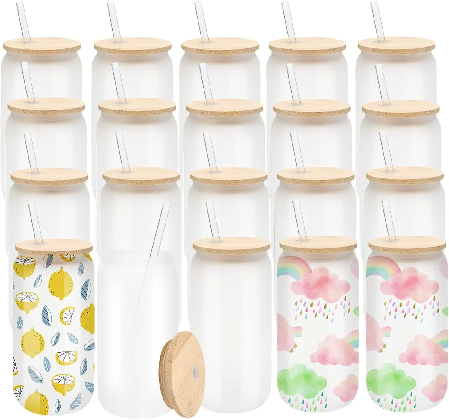 20 Pack Sublimation Glass Cups 16oz Frosted Blanks Borosilicate Glasses with Bamboo Lids and Straws for Beer Juice Soda Iced
20 Pack Sublimation Glass Cups 16oz Frosted Blanks Borosilicate Glasses with Bamboo Lids and Straws for Beer Juice Soda Iced