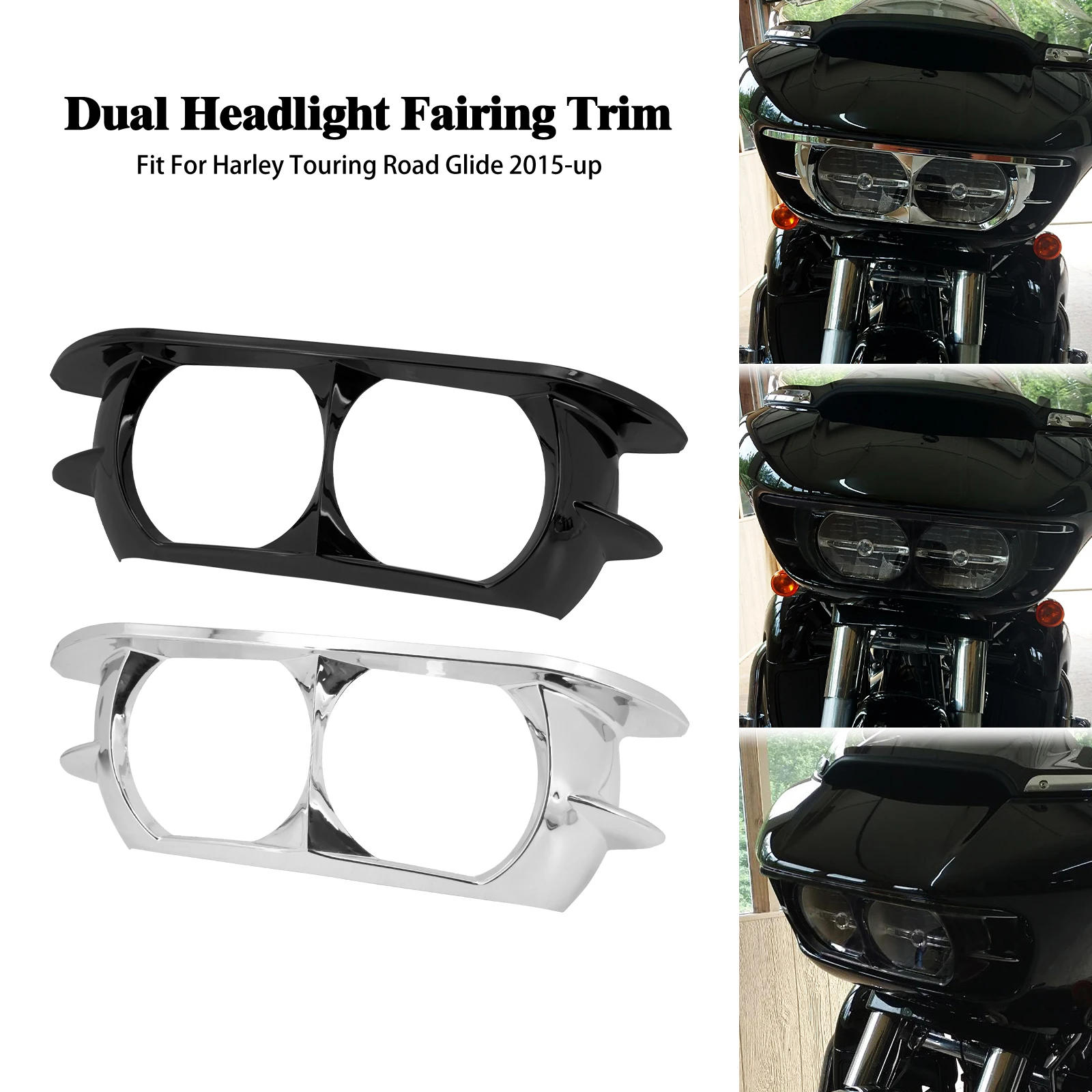 Motorcycle Dual Headlight Fairing Trim Bezel Cowl Headlamp Cover For Harley Touring Road Glide Special FLTRXS Ultra CVO 2015-Up
Motorcycle Dual Headlight Fairing Trim Bezel Cowl Headlamp Cover For Harley Touring Road Glide Special FLTRXS Ultra CVO 2015-Up