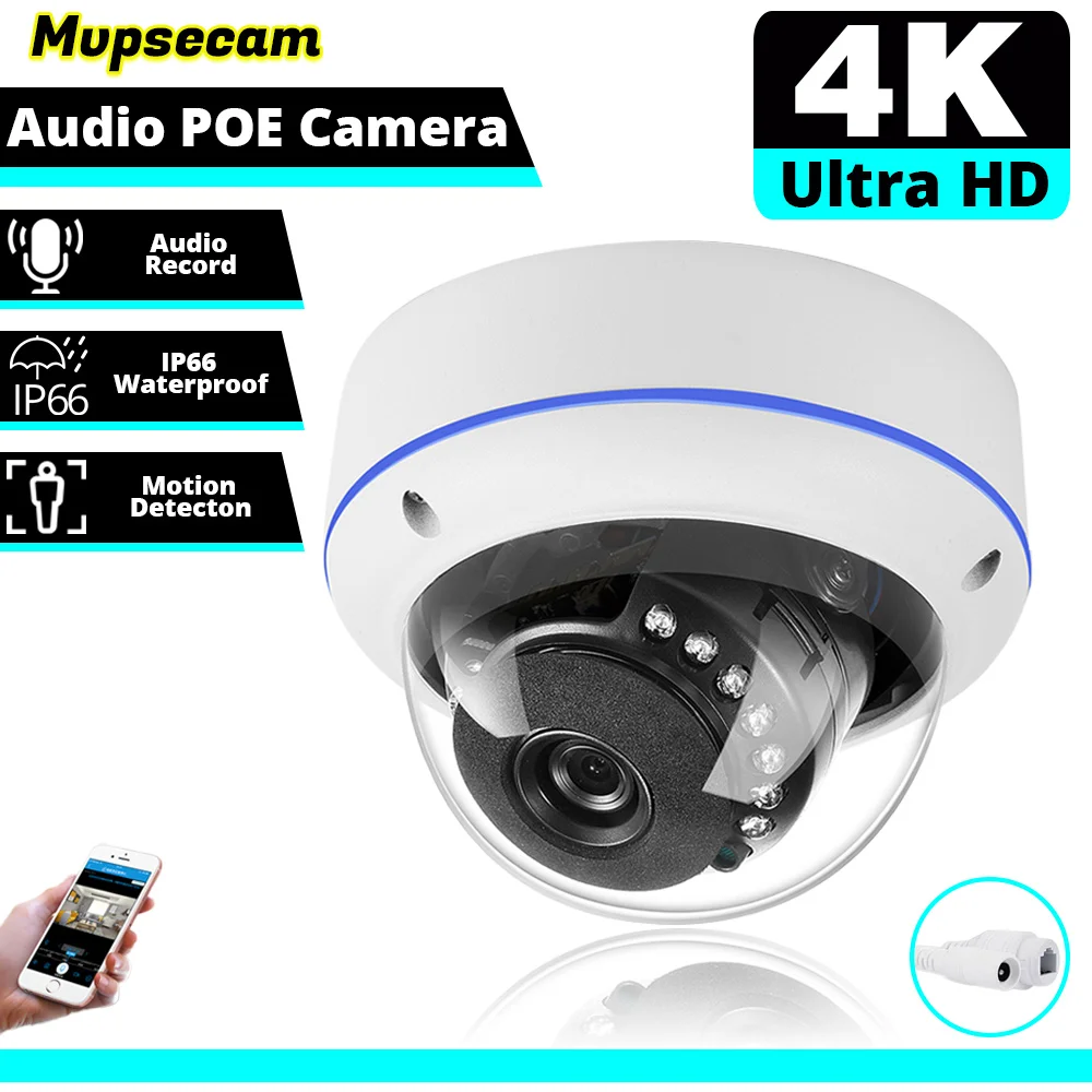 4K POE HD H.265 Video Surveillance IP Camera 48V POE/DC 12V 8MP Night Vision Dome Waterproof Audio Smart Security Camera For NVR
4K POE HD H.265 Video Surveillance IP Camera 48V POE/DC 12V 8MP Night Vision Dome Waterproof Audio Smart Security Camera For NVR