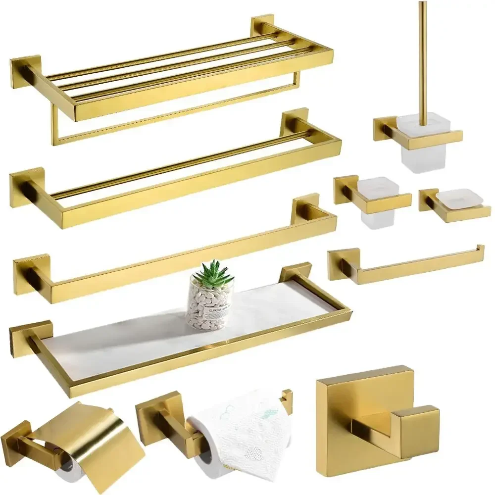 Cheap Stainless Steel Wall Mount Brushed Gold Square bathroom shower system Bathroom Hardware Accessory Set
Cheap Stainless Steel Wall Mount Brushed Gold Square bathroom shower system Bathroom Hardware Accessory Set