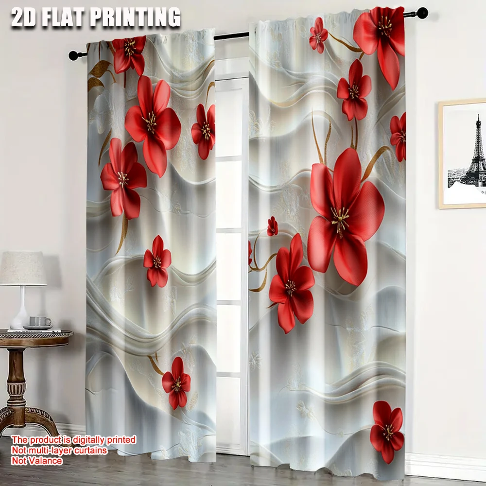 2pcs, Pattern Curtains 2D print Red Floral (2) Polyester Easy Install (without rod) Decorations Inside Use for Various Rooms,
2pcs, Pattern Curtains 2D print Red Floral (2) Polyester Easy Install (without rod) Decorations Inside Use for Various Rooms,