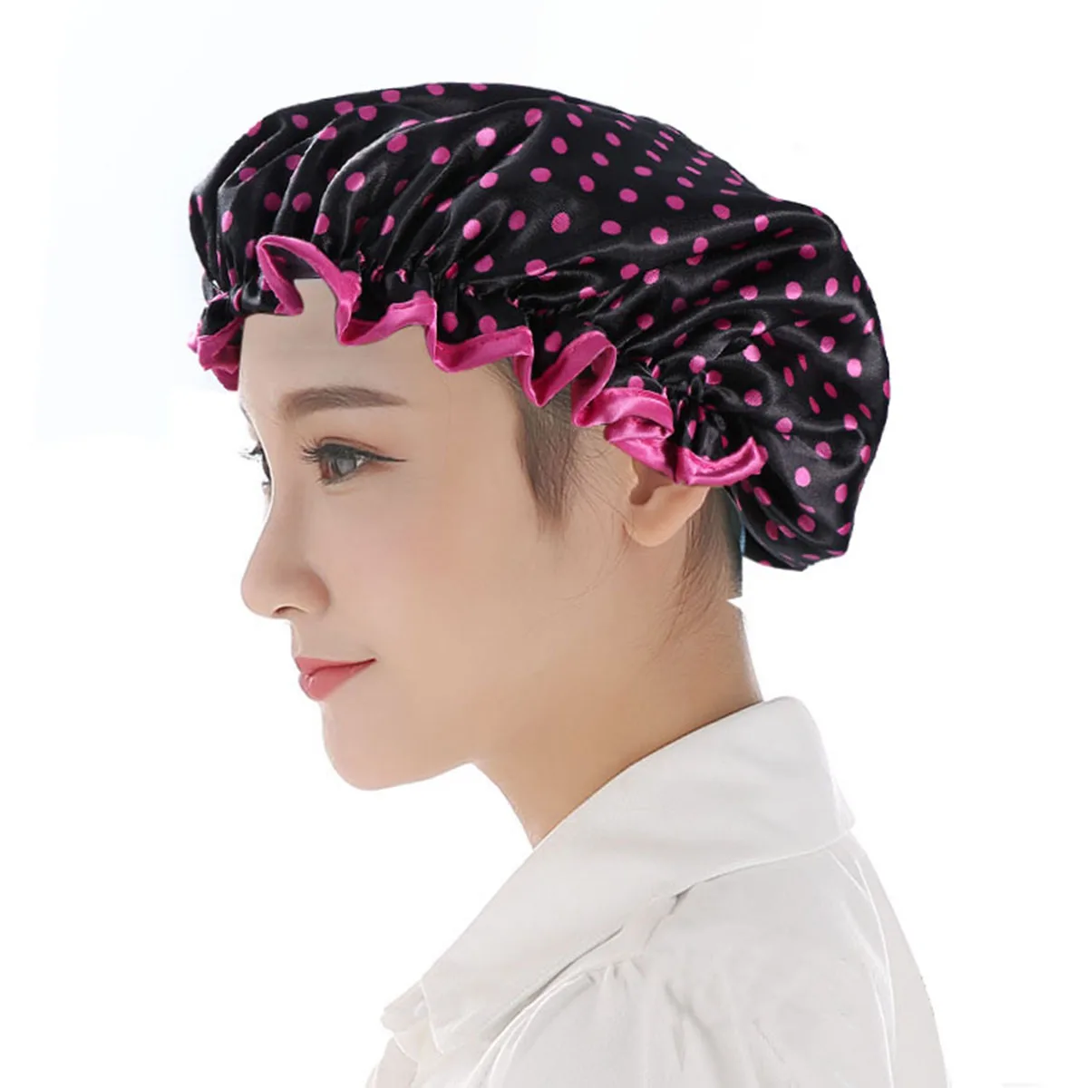 2pcs Shower Hat Kitchen Dust Cap Double-layer Elastic Bathing Hair Waterproof Satin Dot Bowknot Long Thick Hair Friendly
2pcs Shower Hat Kitchen Dust Cap Double-layer Elastic Bathing Hair Waterproof Satin Dot Bowknot Long Thick Hair Friendly