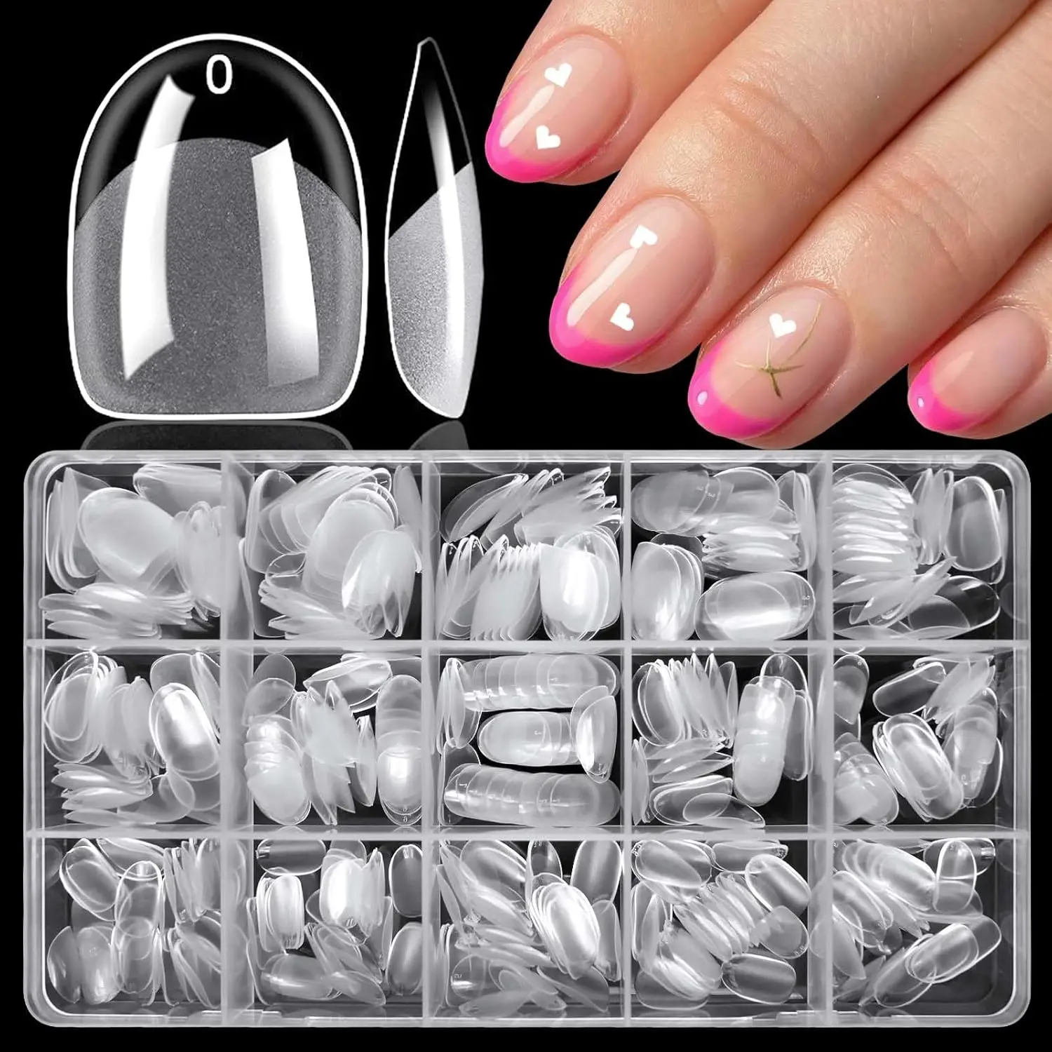 360pc Clear Short Oval Gel Nail Tips, 15 Sizes Full Cover Acrylic Fake Nails for DIY Extension
360pc Clear Short Oval Gel Nail Tips, 15 Sizes Full Cover Acrylic Fake Nails for DIY Extension