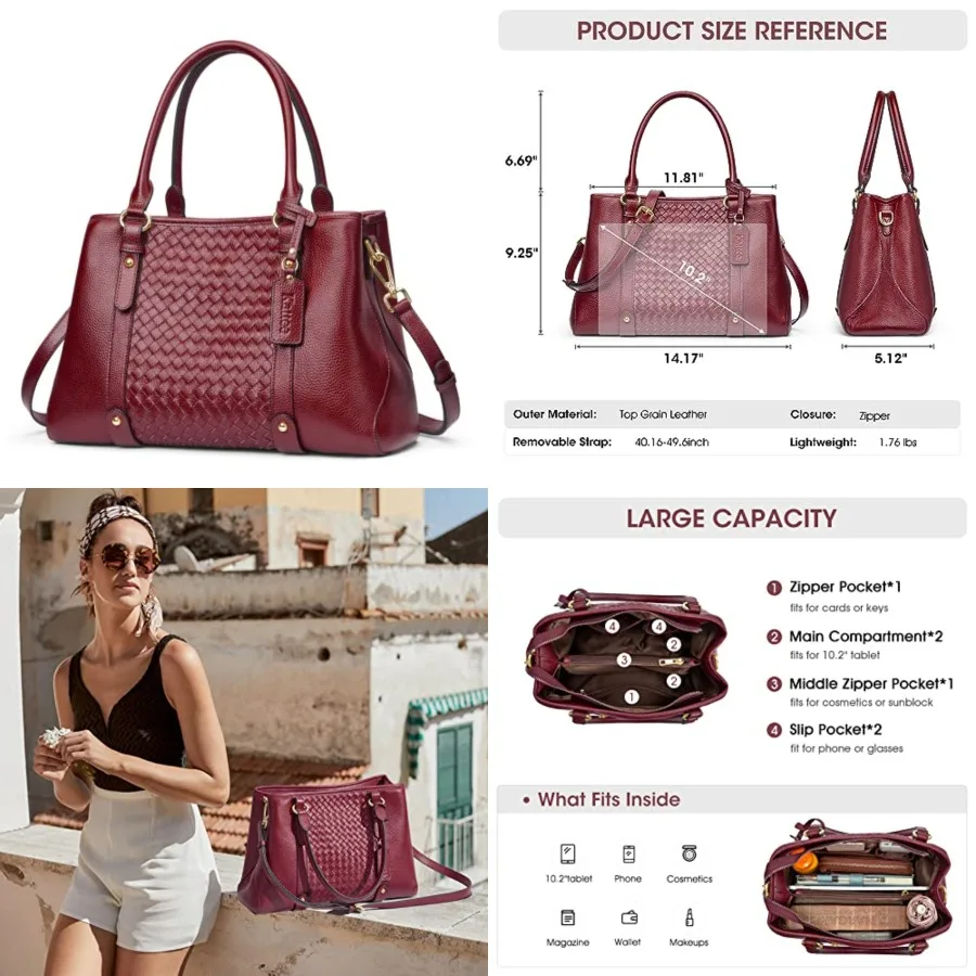 Kattee Women Soft Genuine Leather Satchel Bags Top Handle Crossbody Purses and Handbags Totes Shoulder Hobo
Kattee Women Soft Genuine Leather Satchel Bags Top Handle Crossbody Purses and Handbags Totes Shoulder Hobo