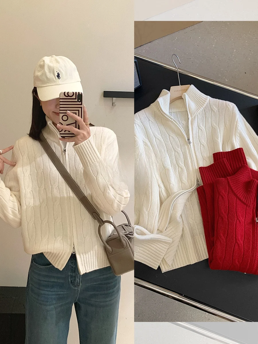 Women's Knitted Cardigan Woolen Zipper Neck Pullover Long Sleeve Casual Style Fashion Spring Season Regular Length
Women's Knitted Cardigan Woolen Zipper Neck Pullover Long Sleeve Casual Style Fashion Spring Season Regular Length