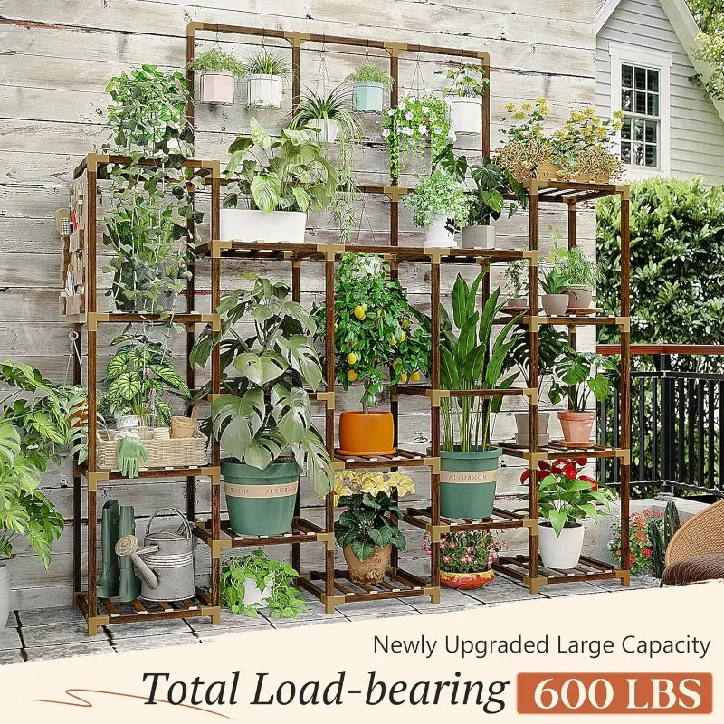 63''H Upgrade Plant Stand Indoor Tall Plant Stands Outdoor with 7 Tiers and 14 Potted Wood Plants Shelves Stand Load
63''H Upgrade Plant Stand Indoor Tall Plant Stands Outdoor with 7 Tiers and 14 Potted Wood Plants Shelves Stand Load