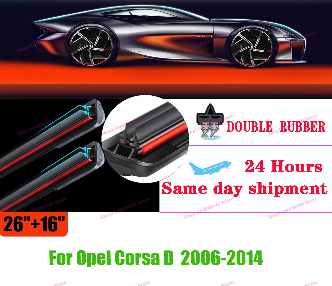 For Opel Corsa D Double rubber Front Wiper Blades 2006-2014 2009 2010 2011 2012 Windscreen Windshield Window Accessories 26"+16"
For Opel Corsa D Double rubber Front Wiper Blades 2006-2014 2009 2010 2011 2012 Windscreen Windshield Window Accessories 26"+16"