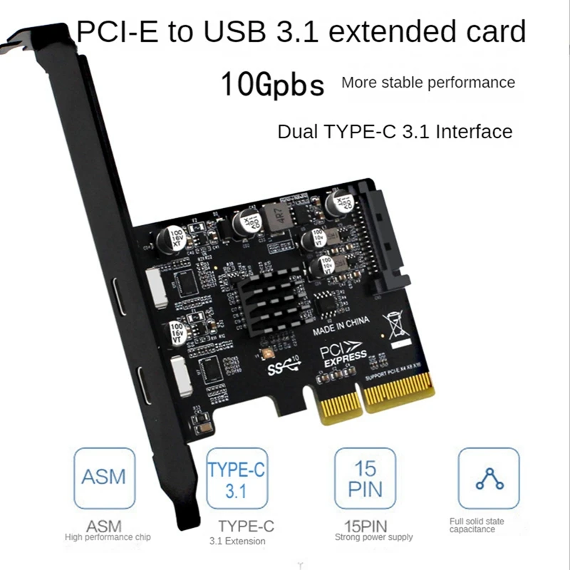 Pcie к USB3.1 Расширительная карта, двойной Type-C 10 Гбит/с, 15 контактов, адаптер Pci Express 3,0, карта адаптера для настольного ПК
Pcie к USB3.1 Расширительная карта, двойной Type-C 10 Гбит/с, 15 контактов, адаптер Pci Express 3,0, карта адаптера для настольного ПК