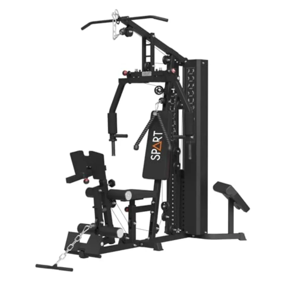 Home Gym Station for full-body strength training, steel construction, black color, 160LBS weight stack with pulley system for l
Home Gym Station for full-body strength training, steel construction, black color, 160LBS weight stack with pulley system for l