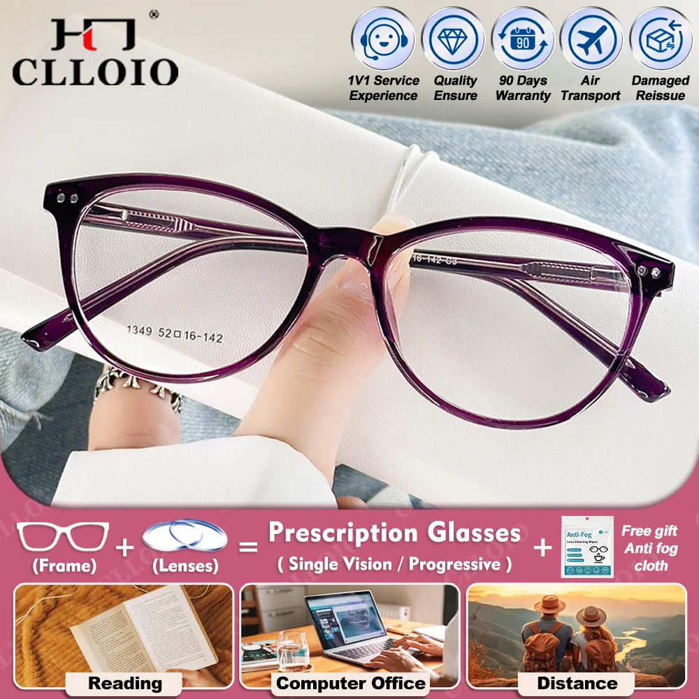 CLLOIO Simple Ultralight TR90 Cat Eye Myopia Prescription Glasses Women Photochromic Optical Anti Blue Light Progressive Eyeware
CLLOIO Simple Ultralight TR90 Cat Eye Myopia Prescription Glasses Women Photochromic Optical Anti Blue Light Progressive Eyeware