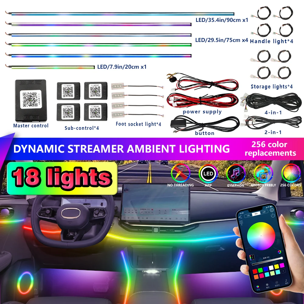 Music Sync Rhythm Lighting Strips Multi Color Car DIY Interior Ambient Lights By App Control Voice Control Car LED Mood Lights
Music Sync Rhythm Lighting Strips Multi Color Car DIY Interior Ambient Lights By App Control Voice Control Car LED Mood Lights
