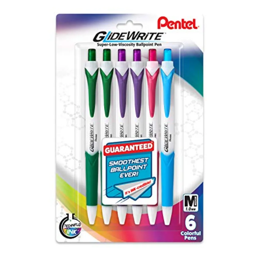 GlideWrite Ballpoint Pen with TechniFlo Ink, 1.0mm Medium Line, Assorted Ink, Pack of 6 (BX910BP6M)
GlideWrite Ballpoint Pen with TechniFlo Ink, 1.0mm Medium Line, Assorted Ink, Pack of 6 (BX910BP6M)