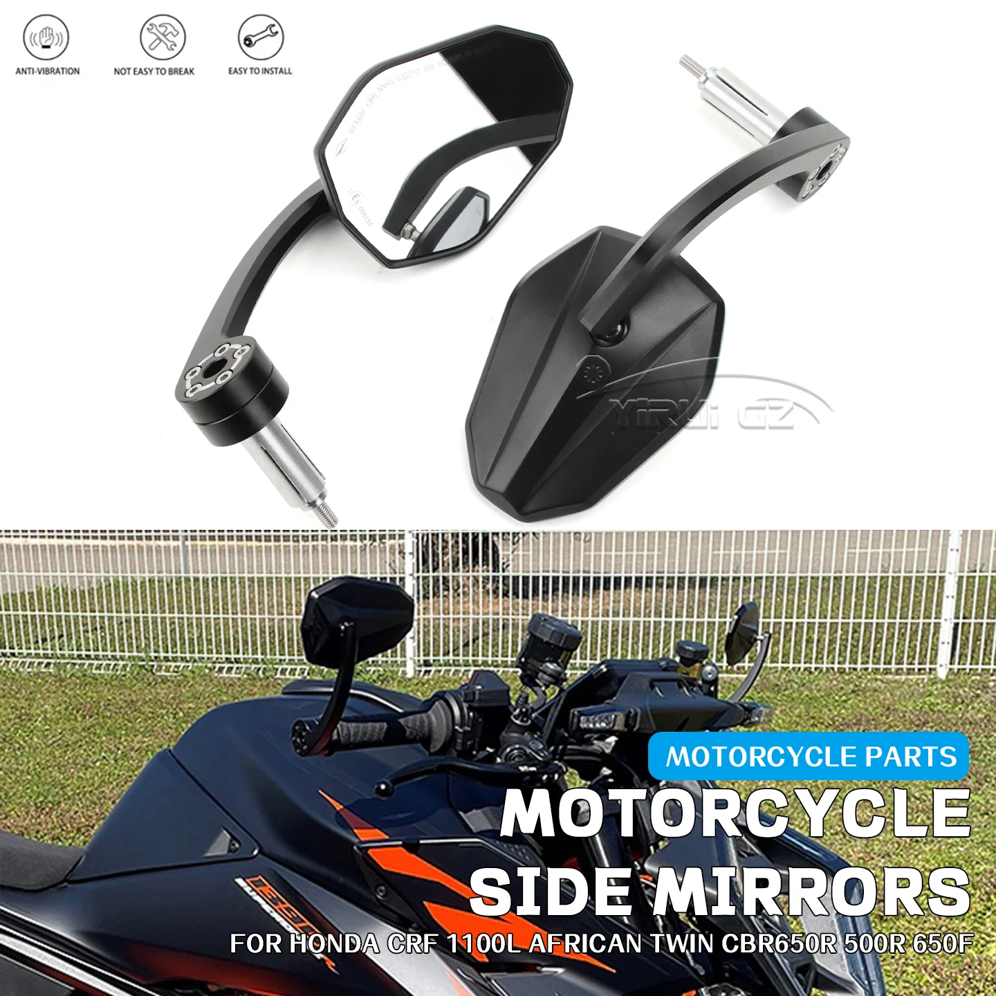Мотоциклетное зеркало на конце руля, боковые зеркала заднего вида, широкое видение для Honda CRF 1100L African Twin CBR 650 R 500 R 650 F
Мотоциклетное зеркало на конце руля, боковые зеркала заднего вида, широкое видение для Honda CRF 1100L African Twin CBR 650 R 500 R 650 F