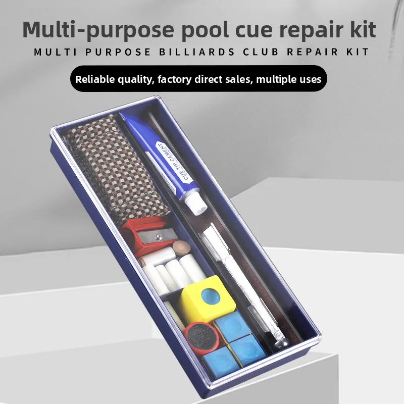 Portable transparent storage billiard club maintenance set of 26 pieces, leather head polishing and trimming tool storage box
Portable transparent storage billiard club maintenance set of 26 pieces, leather head polishing and trimming tool storage box