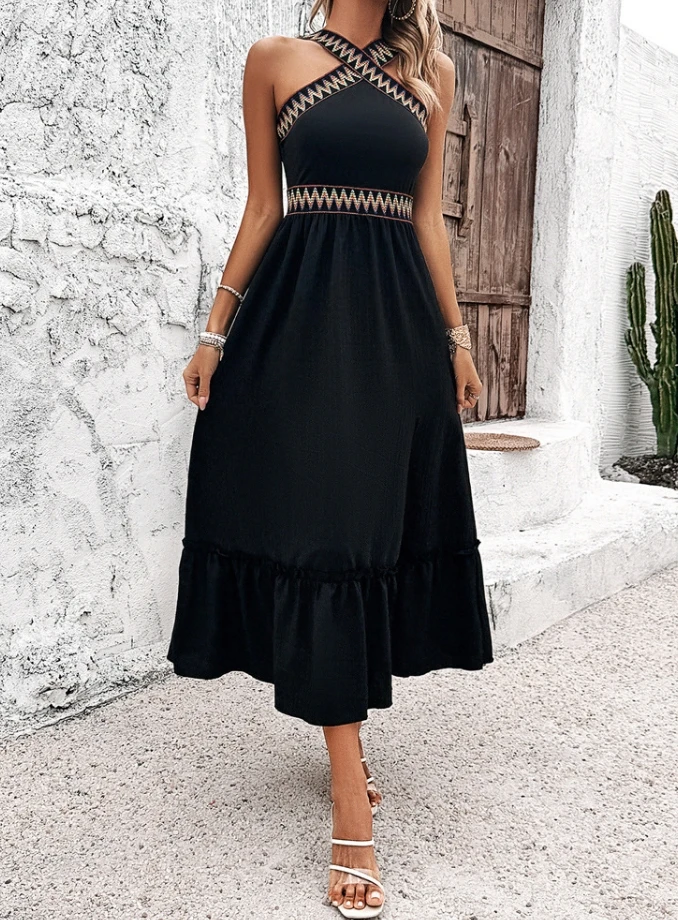 Women's fashionable and elegant dress 2024 summer new casual cross collar design sleeveless high waisted long skirt
Women's fashionable and elegant dress 2024 summer new casual cross collar design sleeveless high waisted long skirt