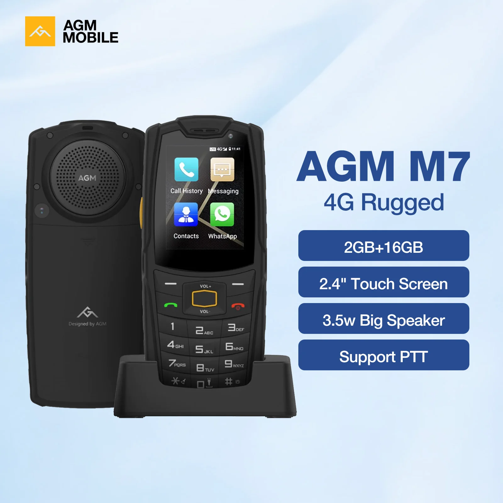 AGM M7 Rugged Phone Touch Screen 2+16G Volte 2.4"Large Screen Big Button Waterproof 2500mAh Battery For For Senior Elderly
AGM M7 Rugged Phone Touch Screen 2+16G Volte 2.4"Large Screen Big Button Waterproof 2500mAh Battery For For Senior Elderly