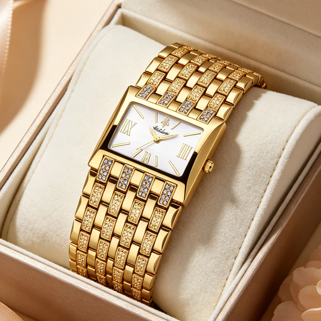 YaLaLuSi Gold Square Crystal Cuff Women Watch Glitter Dial Multi Texture Wide Bangle Elegant Party Ladies Quartz Wristwatch
YaLaLuSi Gold Square Crystal Cuff Women Watch Glitter Dial Multi Texture Wide Bangle Elegant Party Ladies Quartz Wristwatch