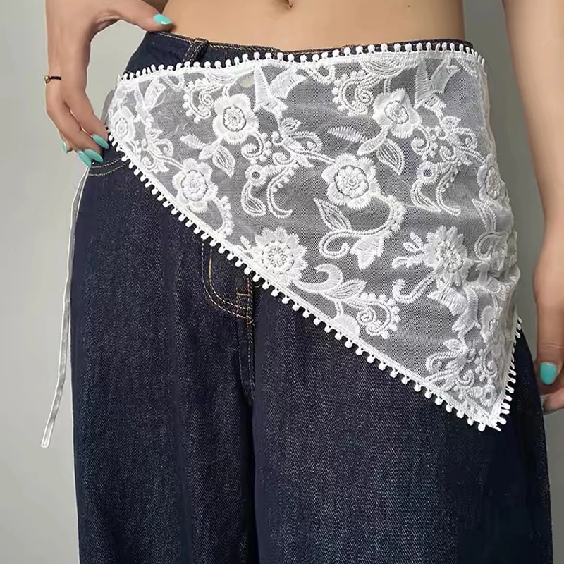 Spring Summer Lace Triangle Scarf Fart Curtain Women's Skirt Tassel Waist Rope Matching Pants Jeans Accessories Half Skirt
Spring Summer Lace Triangle Scarf Fart Curtain Women's Skirt Tassel Waist Rope Matching Pants Jeans Accessories Half Skirt