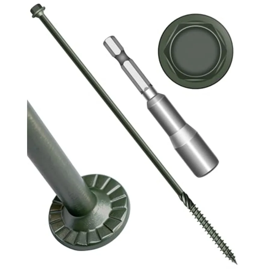 Pcs # 10 Deck Screws He Flanged Head Lag Screw Bolts, Epoxy Coated Rust Resistant Exterior Structural Wood Screws 10 Inch, Hex
Pcs # 10 Deck Screws He Flanged Head Lag Screw Bolts, Epoxy Coated Rust Resistant Exterior Structural Wood Screws 10 Inch, Hex