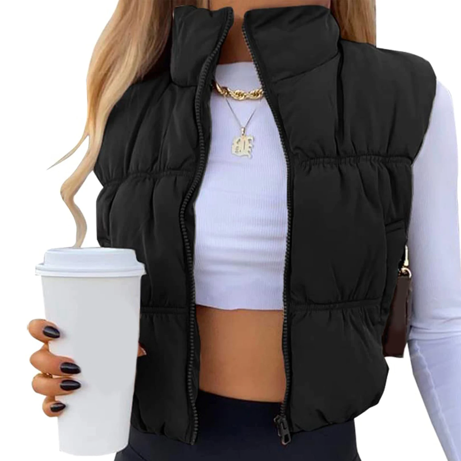 Fashion Women's Quilted Waistcoat Vest Casual Solid Color Lightweight Zip Stand Collar Winter Warm Vest Coats Sleeveless Jacket
Fashion Women's Quilted Waistcoat Vest Casual Solid Color Lightweight Zip Stand Collar Winter Warm Vest Coats Sleeveless Jacket