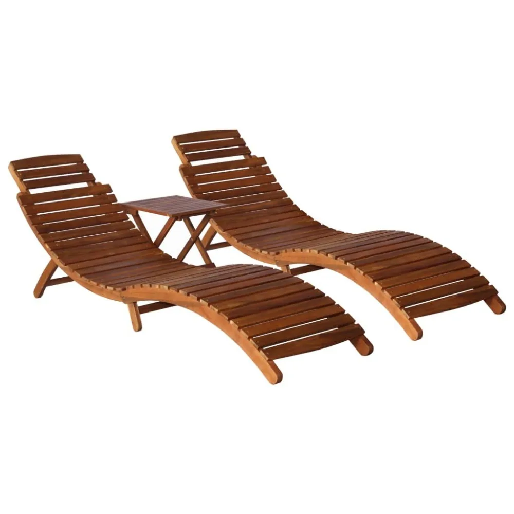 Set of 3 Sun Loungers with Tea Table, Sun Lounger, Patio Furniture with Backrest, Outdoor Garden, Solid Acacia Wood, Customized
Set of 3 Sun Loungers with Tea Table, Sun Lounger, Patio Furniture with Backrest, Outdoor Garden, Solid Acacia Wood, Customized
