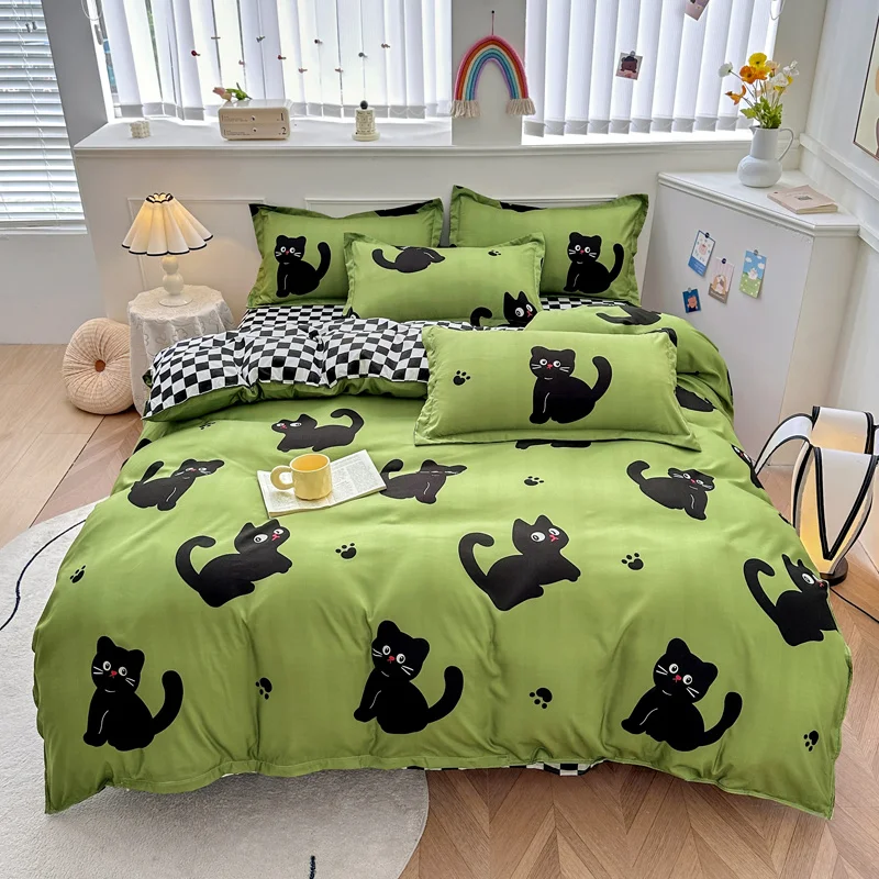 Cartoon Black Cat Duvet Cover Set,kitten Bedding Set 4pcs Quilt Cover 1 Flat Sheet and 2 Pillow Shams,polyester Comforter Cover
Cartoon Black Cat Duvet Cover Set,kitten Bedding Set 4pcs Quilt Cover 1 Flat Sheet and 2 Pillow Shams,polyester Comforter Cover