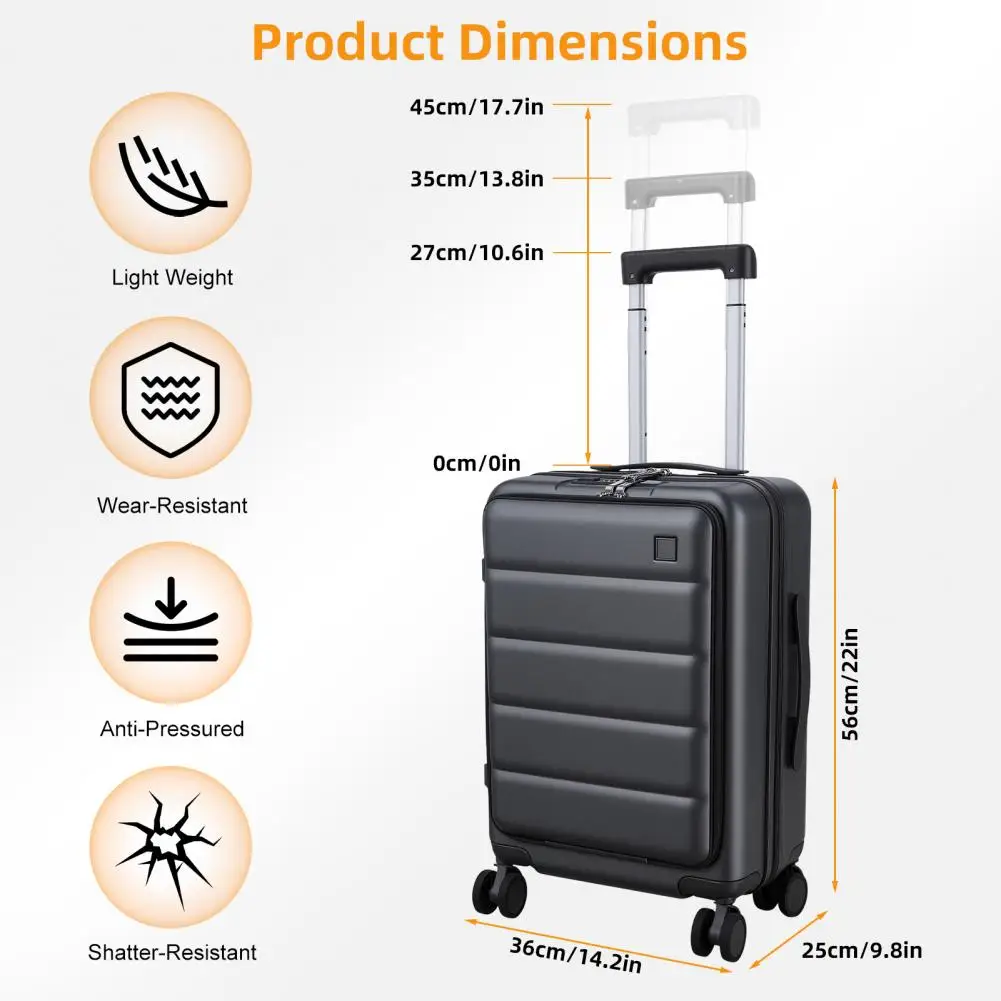 Hard Shell 20 Inch Carry-On Luggage Front Laptop Pocket USB Charger Cup Holder Phone Stand TSA Lock Suitcase
Hard Shell 20 Inch Carry-On Luggage Front Laptop Pocket USB Charger Cup Holder Phone Stand TSA Lock Suitcase