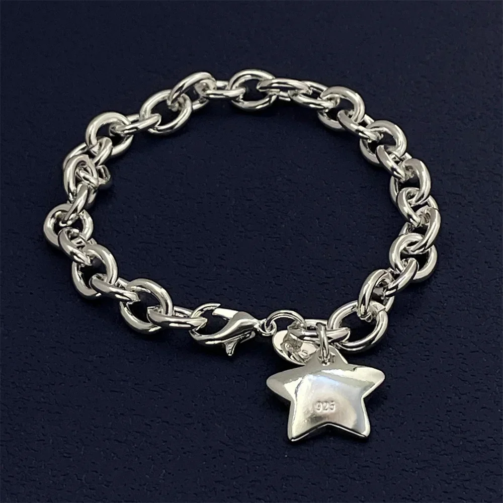 925 Sterling Silver Star Pendant Bracelet, Ladies Couple Simple Luxury Banquet Wedding Birthday Jewelry Gift
925 Sterling Silver Star Pendant Bracelet, Ladies Couple Simple Luxury Banquet Wedding Birthday Jewelry Gift