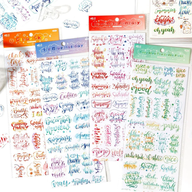1pc Colorful English Sticker, Vivid English Text Design for Hand Account Decoration Stickers
1pc Colorful English Sticker, Vivid English Text Design for Hand Account Decoration Stickers