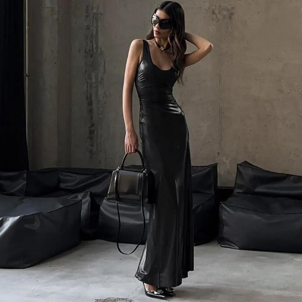 Summer U-neck Woman Dress PU Coating Slim Fit Evening Dress Sexy Bodycon Maxi Dress Holiday
Summer U-neck Woman Dress PU Coating Slim Fit Evening Dress Sexy Bodycon Maxi Dress Holiday