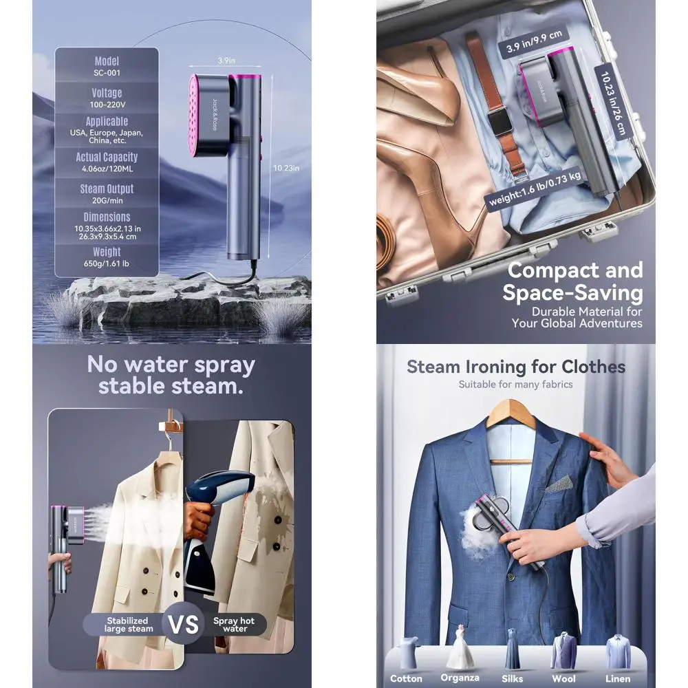 Портативный паровой утюг 2-в-1 (100-220В), быстрый нагрев за 15 секунд, компактный для путешествий, с большой керамической панелью, подходит для использования по всему миру и в Европе.
Портативный паровой утюг 2-в-1 (100-220В), быстрый нагрев за 15 секунд, компактный для путешествий, с большой керамической панелью, подходит для использования по всему миру и в Европе.