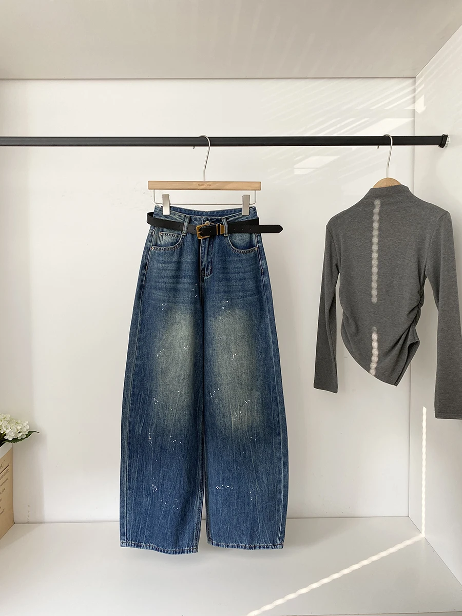 Retro American Loose Wide Leg Jeans Women's Fashion Slimming Printed Denim Pants High Waist Polyester Fiber Spring 2026
Retro American Loose Wide Leg Jeans Women's Fashion Slimming Printed Denim Pants High Waist Polyester Fiber Spring 2026