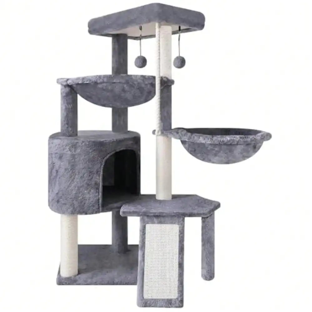 Xin Three Layer Cat Tree With Cat Condo And Two HammocksGrey
Xin Three Layer Cat Tree With Cat Condo And Two HammocksGrey